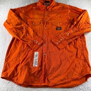 Rasco FR Canvas Pearl Snap Shirt Mens 2XL Blaze Orange Workwear Fire Resist